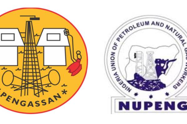 Joint press conference of PENGASSAN and NUPENG warning about economic risks of selling oil assets.