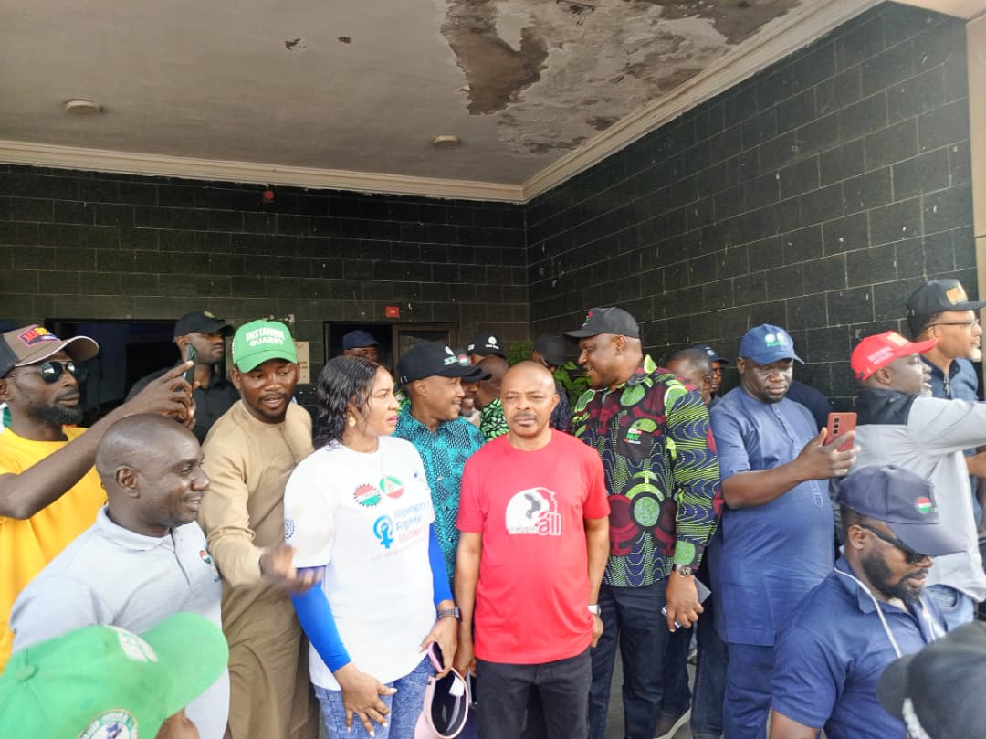 NLC President Joe Ajaero addressing journalists at the Nigeria Labour Congress headquarters in Abuja