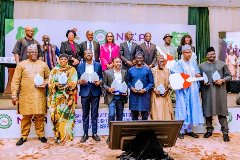 NSITF Managing Director Oluwaseun Faleye speaking at the SWIP Abuja Mega Awards on workplace safety culture in Nigeria