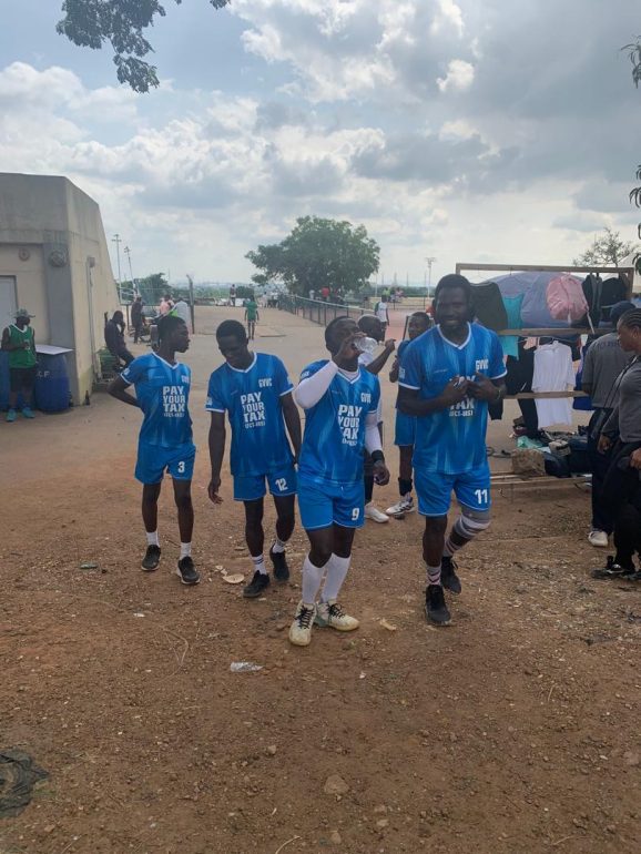FCT volleyball teams competing in an energetic match at Moshood Abiola Stadium, Abuja