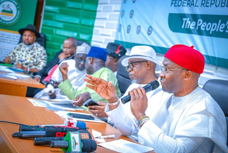 Benjamin Kalu at Constitution Review press briefing in Abuja, July 2025