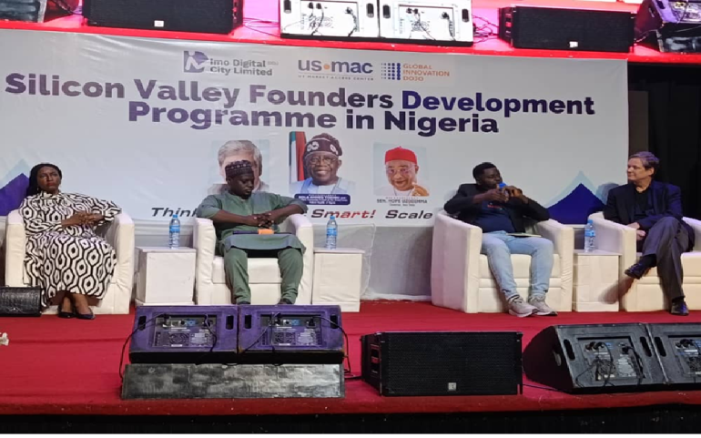 US.MAC and Nigerian government officials at the launch of a startup mentorship initiative to scale local innovators globally.