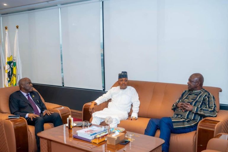 Governor Ahmed Usman Ododo in a meeting with Nigeria’s Minister of State for Petroleum Resources and NUPRC CEO, discussing oil exploration plans for Kogi State.