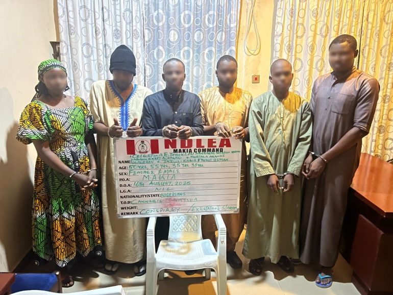 NDLEA officials during press briefing on Kano Airport drug syndicate behind Saudi Arabia pilgrims’ arrest.