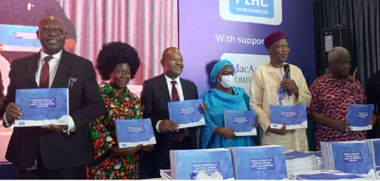 A panel of Nigerian civil society leaders and electoral experts discussing electoral reforms ahead of the 2027 general elections in Abuja.