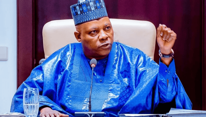 Vice President Kashim Shettima addressing state governors during the National Economic Council meeting at the State House, Abuja.