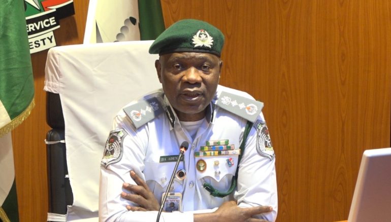 Comptroller-General Adewale Adeniyi unveiling the Customs Verification Management System at Customs Headquarters, Abuja.