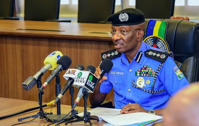 Inspector-General of Police Kayode Egbetokun inspects newly trained constables during their passing-out parade at a Police College in Nigeria.