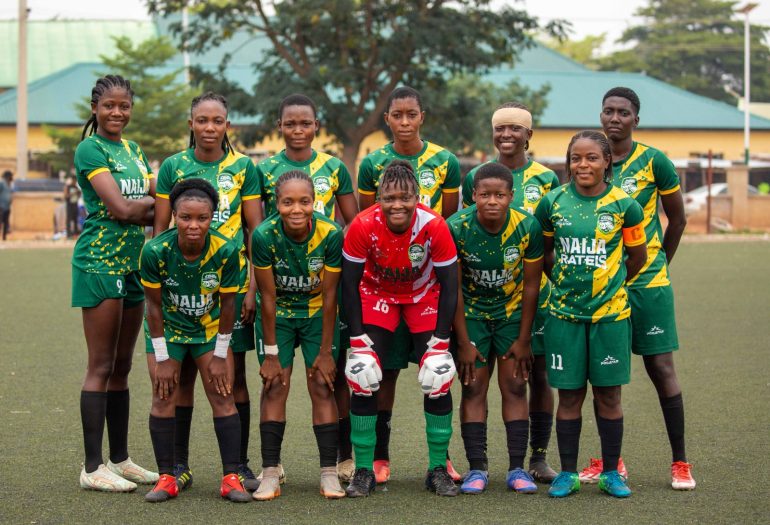 Remo Stars Ladies celebrate goal at Sheroes Cup 2025 in Abuja”