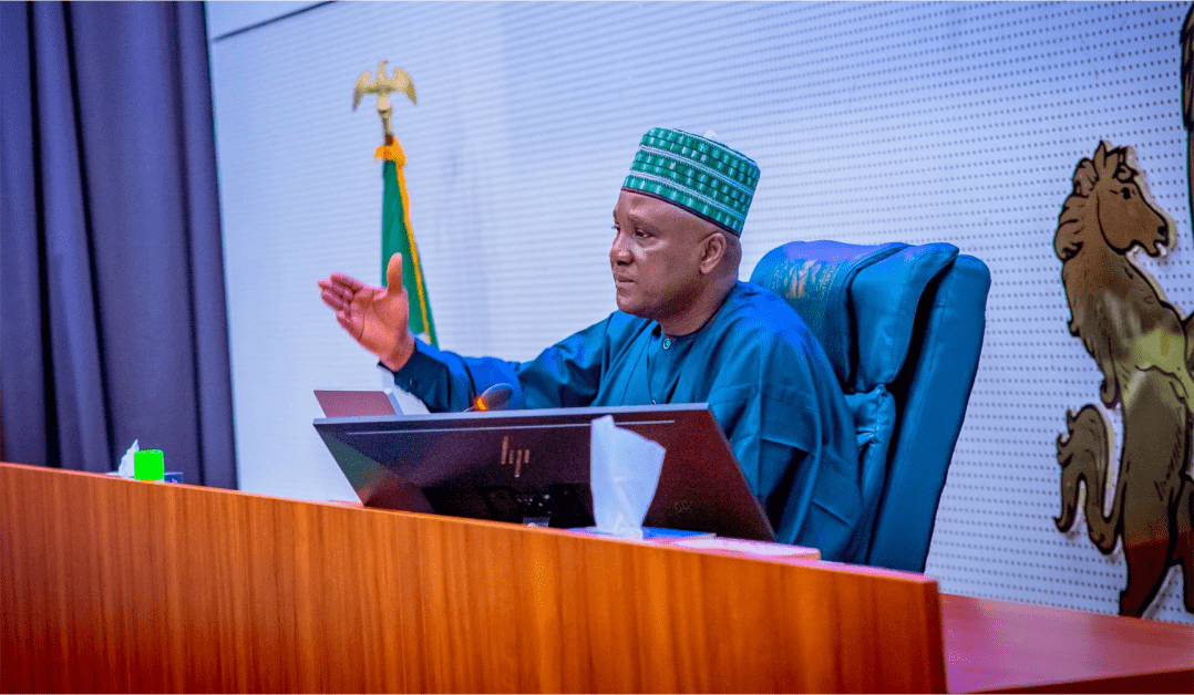 House of Representatives Speaker Abbas Tajudeen speaks at the inauguration of a maize flour and maize grits plant in Kaduna.