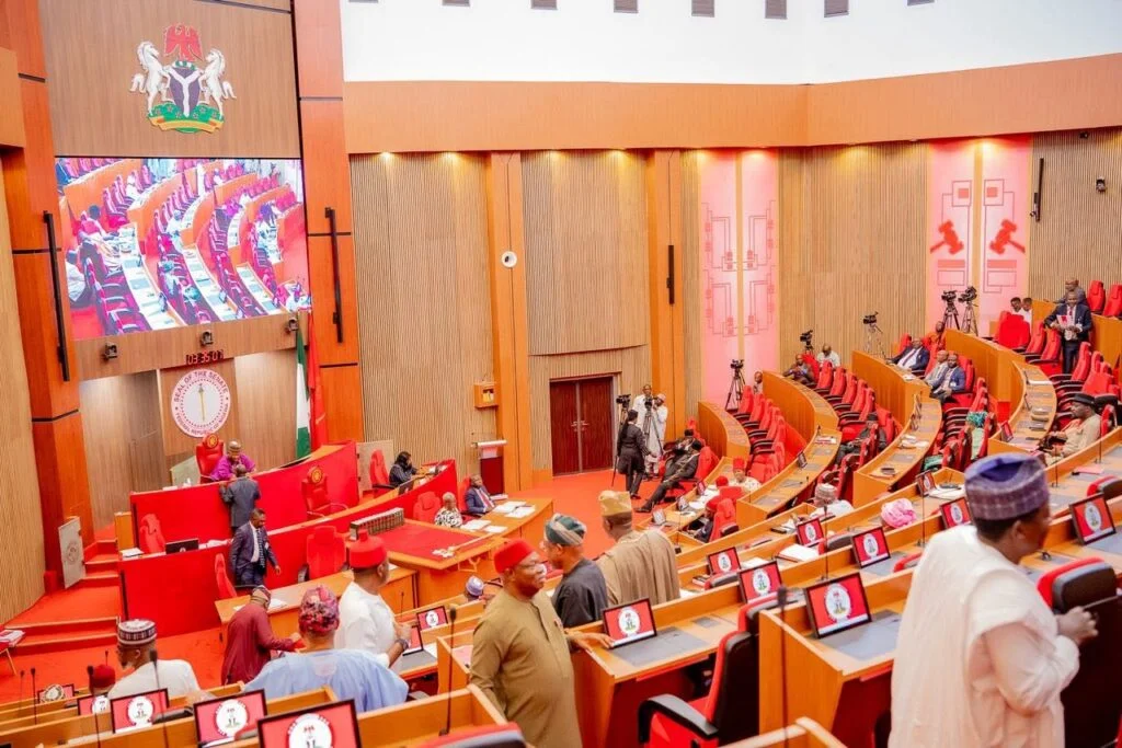 Senate President Godswill Akpabio presides over plenary as lawmakers discuss alleged revenue remittance violations by government agencies