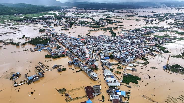 Emergency workers respond after severe thunderstorms and strong winds caused damage in central China.