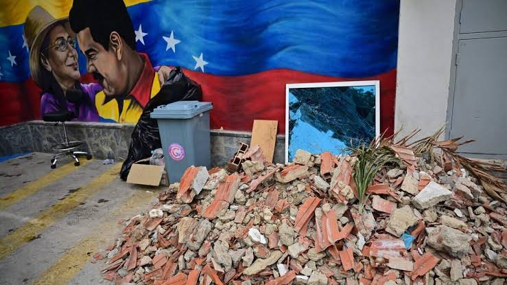 Rescue workers search through damaged areas after twin earthquakes struck Venezuela.