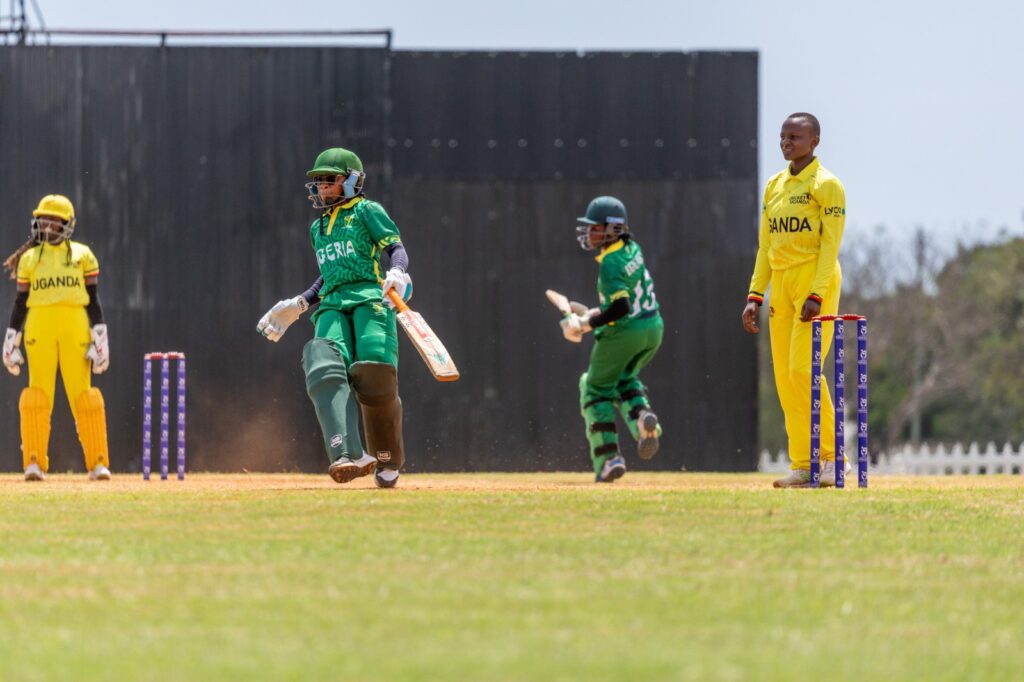 Nigeria’s Junior Female YellowGreens celebrate after defeating Uganda in the ICC U19 Women’s T20 World Cup Africa Qualifier