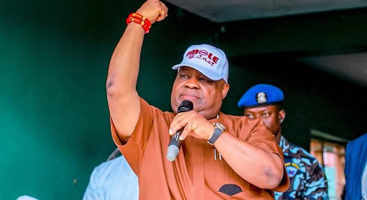 Osun State Governor Ademola Adeleke dancing at an event