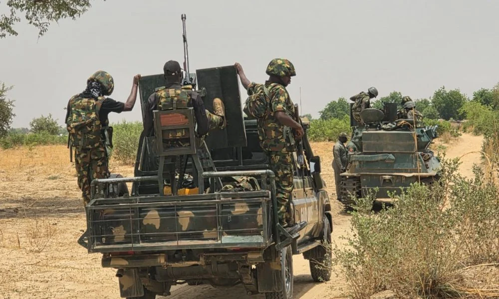 Troops recover motorcycle spare parts and other items from suspected terrorist logistics suppliers in Yobe State.