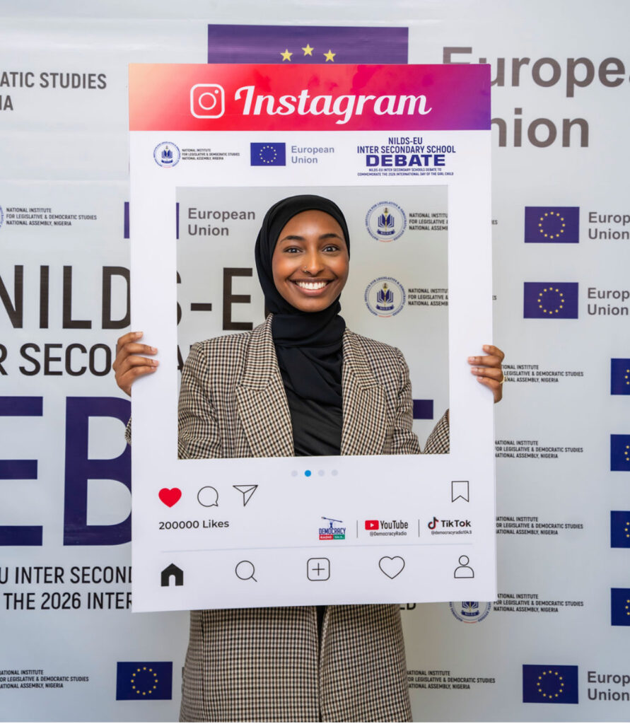EU Policy Officer Amira Haid speaks on girls’ empowerment and gender equality at a NILDS-EU event in Abuja.