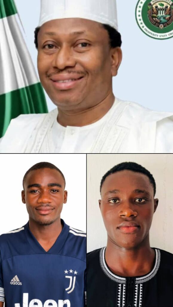 Chanchaga Chairman Mustapha Alheri sponsors Abu Dhabi Football Academy players Usman Abubakar and Mohammed Nazir to Dubai.